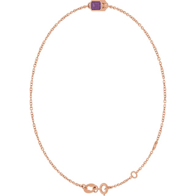 14K Rose Lab-Grown Alexandrite  6 1/2-7-1/2" Bracelet