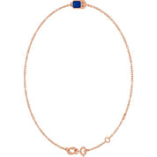 14K Rose Lab-Grown Blue Sapphire  6 1/2-7-1/2" Bracelet