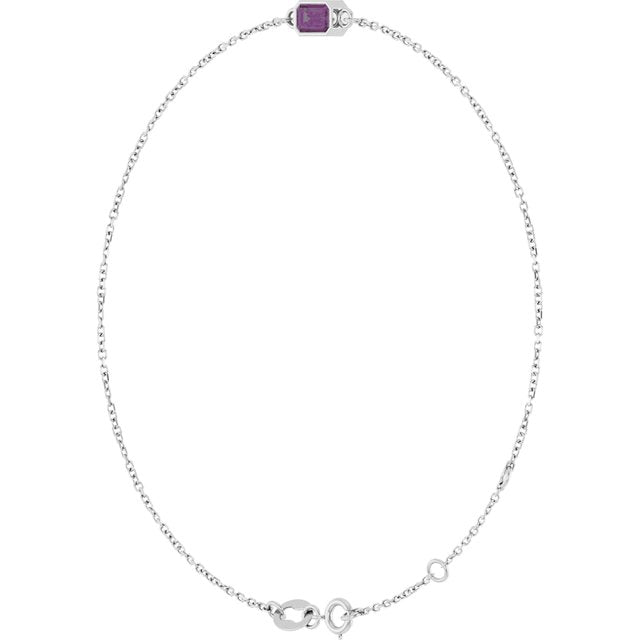 14K White Lab-Grown Alexandrite  6 1/2-7-1/2" Bracelet