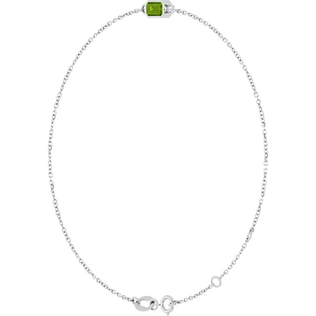 14K White Natural Peridot  6 1/2-7-1/2" Bracelet
