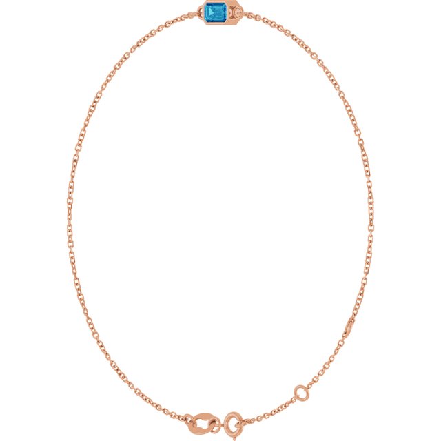 14K Rose Natural Blue Zircon  6 1/2-7-1/2" Bracelet