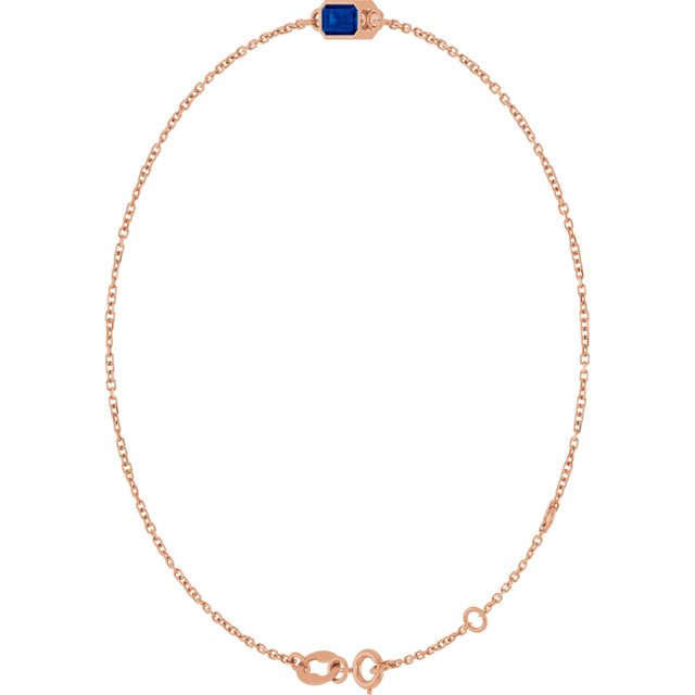 14K Rose Natural Blue Sapphire  6 1/2-7-1/2" Bracelet