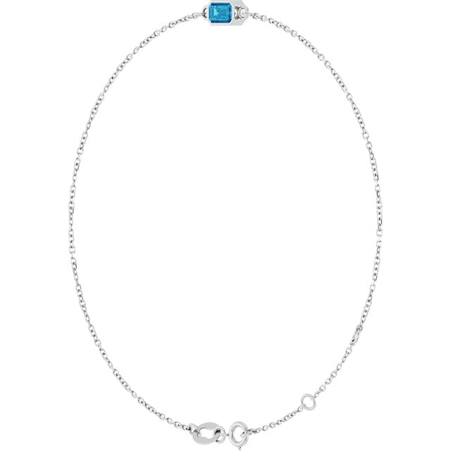14K White Natural Blue Zircon  6 1/2-7-1/2" Bracelet
