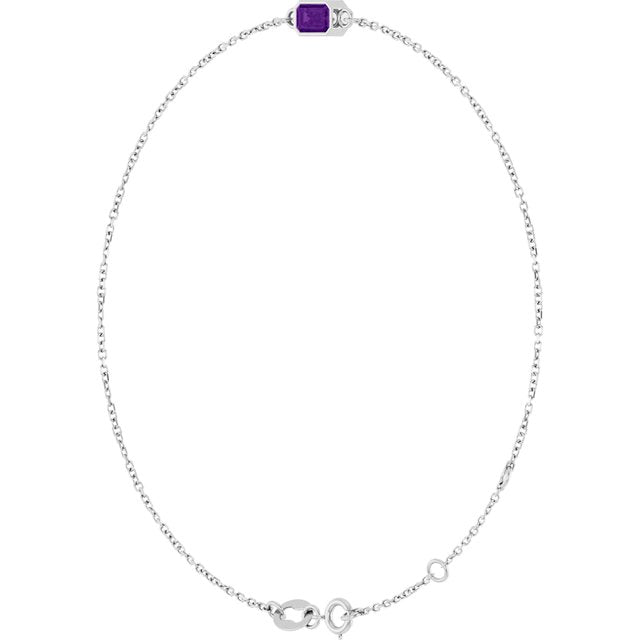 14K White Natural Amethyst  6 1/2-7-1/2" Bracelet