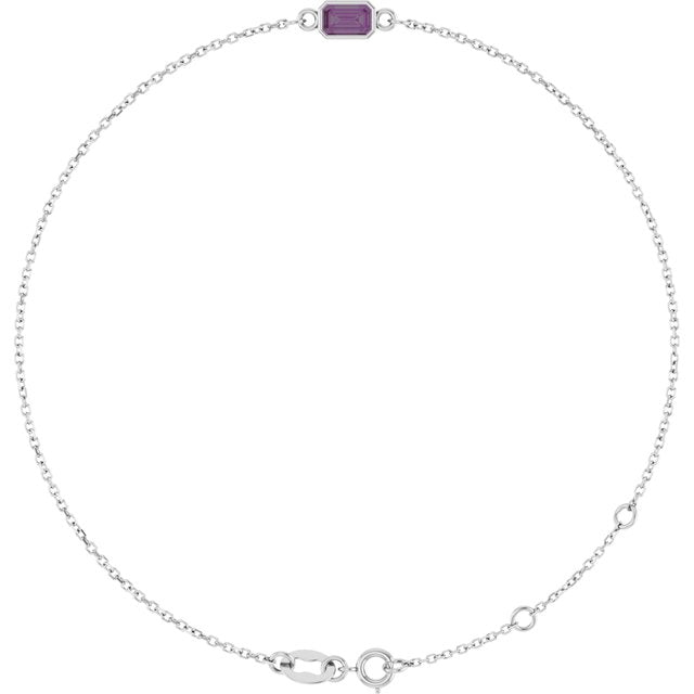 14K White Lab-Grown Alexandrite  6 1/2-7-1/2" Bracelet