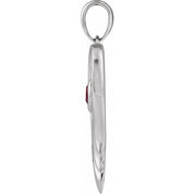 Sterling Silver Lab-Grown Ruby & Engraved I'll Hold You In My Heart Pendant