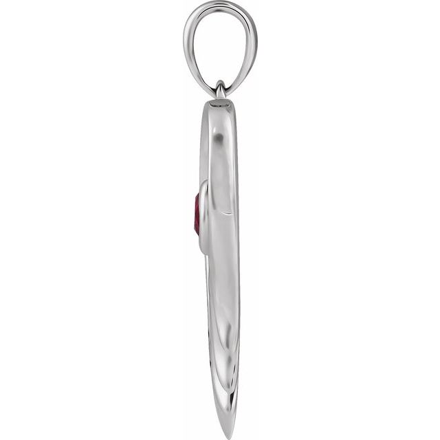 Sterling Silver Lab-Grown Ruby & Engraved I'll Hold You In My Heart Pendant
