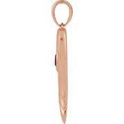 14K Rose Lab-Grown Ruby & Engraved I'll Hold You In My Heart Pendant