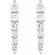 14K White 1/3 CTW Natural Diamond Graduated Bar Earrings