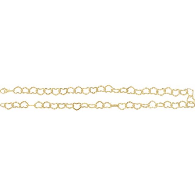 14K Yellow Gold-Filled 9 mm Heart 16" Chain