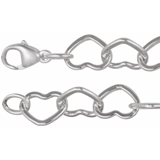 Sterling Silver 9 mm Heart 16" Chain