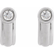 14K White 1/5 CTW Natural Diamond Solitaire J Hoop Earrings