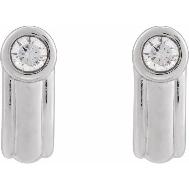 14K White 1/5 CTW Natural Diamond Solitaire J Hoop Earrings