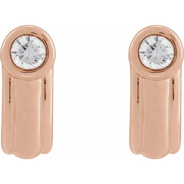 14K Rose 1/5 CTW Natural Diamond Solitaire J Hoop Earrings