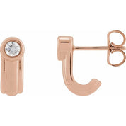 14K Rose 1/5 CTW Lab-Grown Diamond Solitaire J Hoop Earrings