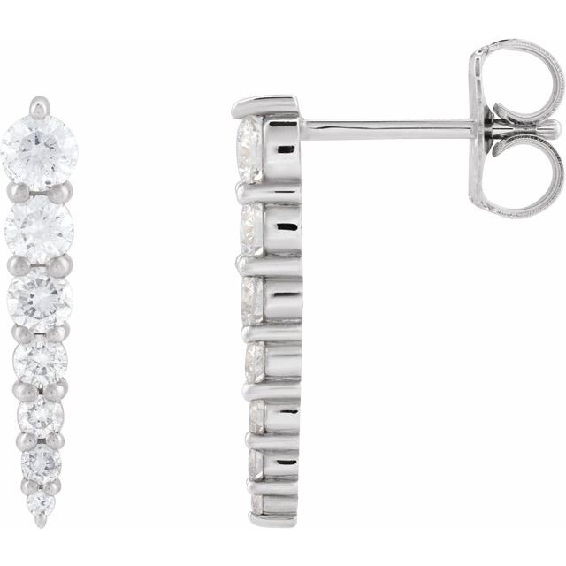 14K White 1/3 CTW Natural Diamond Graduated Bar Earrings
