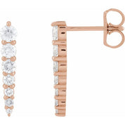 14K Rose 1/3 CTW Natural Diamond Graduated Bar Earrings