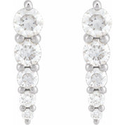 14K White 1/2 CTW Natural Diamond Graduated Bar Earrings