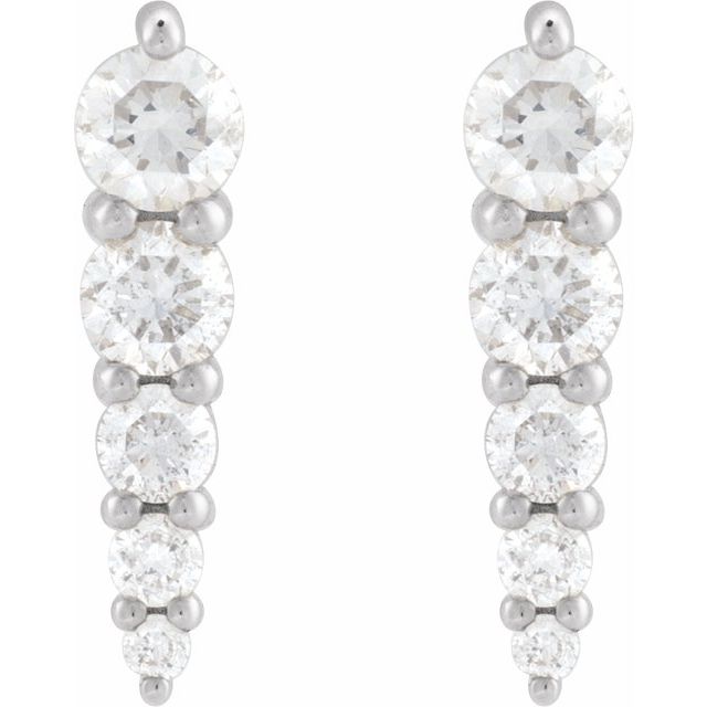 14K White 1/2 CTW Natural Diamond Graduated Bar Earrings