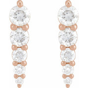 14K Rose 1/2 CTW Natural Diamond Graduated Bar Earrings