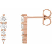 14K Rose 1/2 CTW Natural Diamond Graduated Bar Earrings