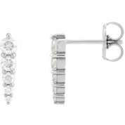 14K White 1/2 CTW Natural Diamond Graduated Bar Earrings