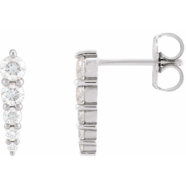 14K White 1/2 CTW Natural Diamond Graduated Bar Earrings