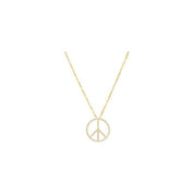 14K Yellow 1/4 CTW Natural Diamond Tiny Peace Sign 16" Necklace
