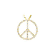 14K Yellow 1/4 CTW Natural Diamond Tiny Peace Sign 16" Necklace