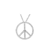 14K White 1/4 CTW Natural Diamond Tiny Peace Sign 16" Necklace