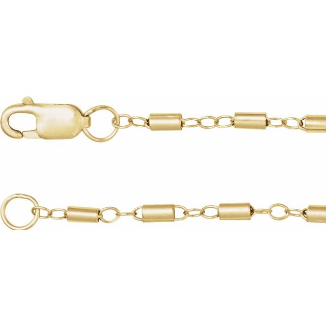 14K Yellow Gold-Filled 1.7 mm Satellite Bar Cable Chain by the Inch and Various Lengths