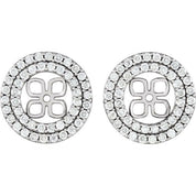 14K White 3/4 CTW Natural Diamond Earring Jackets for 8 mm Pearl Stud Earrings