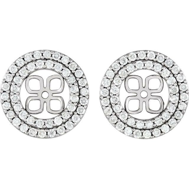 14K White 3/4 CTW Natural Diamond Earring Jackets for 8 mm Pearl Stud Earrings