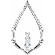 14K White 1/2 CTW Diamond Natural Three-Stone Freeform Pendant