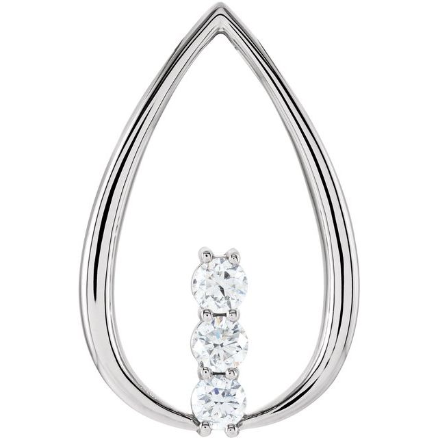14K White 1/2 CTW Natural Diamond Freeform Pendant