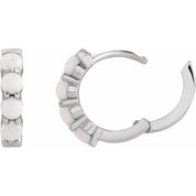 Platinum Natural White Opal Cabochon 14.7 mm Huggie Hoop Earring