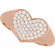 14K Rose 1/3 CTW Natural Diamond Heart Signet Ring