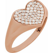 14K Rose 1/3 CTW Natural Diamond Heart Signet Ring