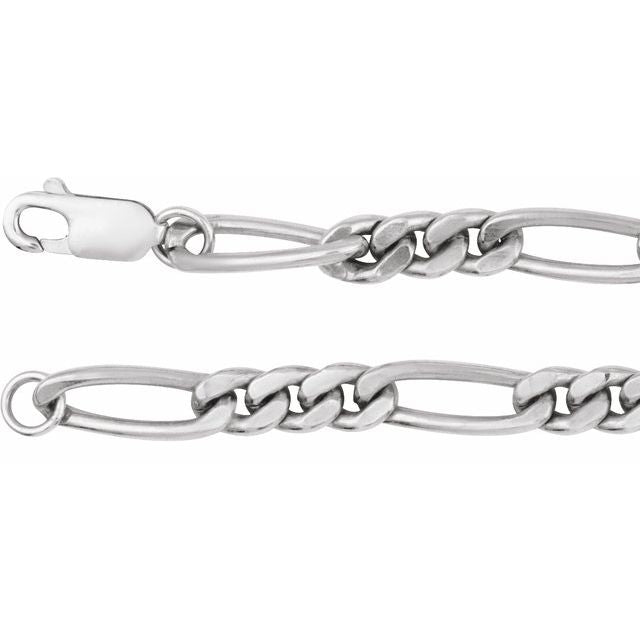 Sterling Silver 5.2 mm Figaro 18" Chain - CH1277:105:P