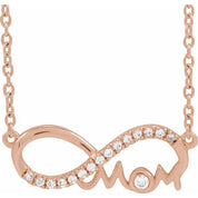 14K Rose 3/4 CTW Natural Diamond Infinity-Inspired Mom 18" Necklace