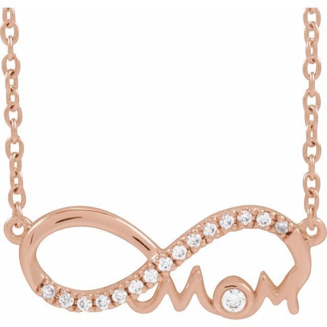 14K Rose 3/4 CTW Natural Diamond Infinity-Inspired Mom 18" Necklace