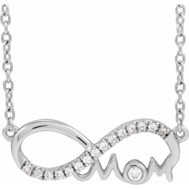 Sterling Silver 3/4 CTW Natural Diamond Infinity-Inspired Mom 18" Necklace