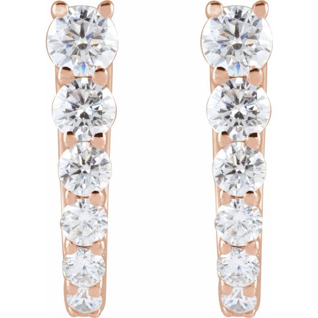 14K Rose 1/2 CTW Natural Diamond Hoop Earrings