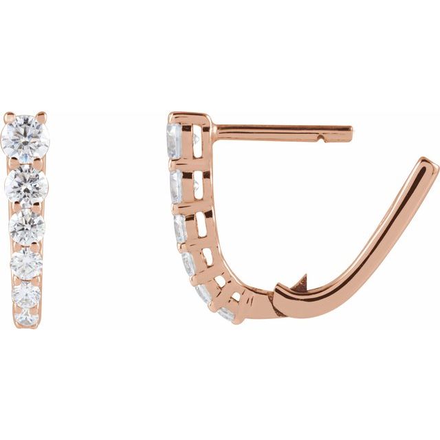 14K Rose 1/2 CTW Natural Diamond Hoop Earrings