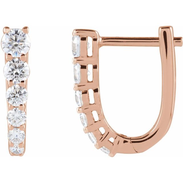 14K Rose 1/2 CTW Lab-Grown Diamond Hoop Earrings