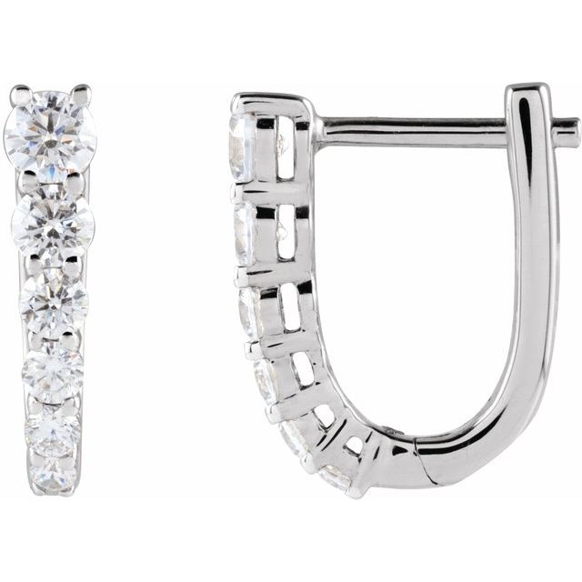 14K White 1/2 CTW Lab-Grown Diamond Hoop Earrings