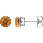 Sterling Silver 7 mm Natural Citrine Stud Earrings