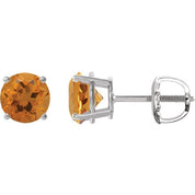 Sterling Silver 8 mm Natural Citrine Stud Earrings