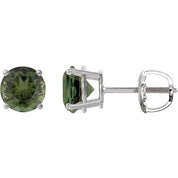 Sterling Silver 6 mm Natural Green Tourmaline Stud Earrings