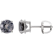 Sterling Silver 6 mm Natural Gray Spinel Stud Earrings
